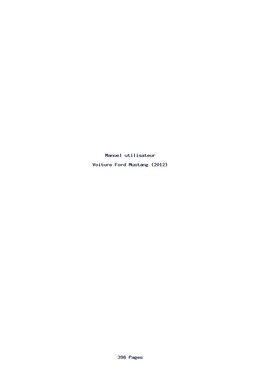 Page 1 de la notice Manuel utilisateur Ford Mustang (2012)