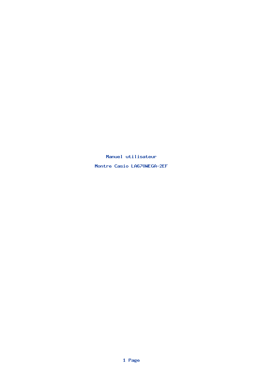 Page 1 de la notice Manuel utilisateur Casio LA670WEGA-2EF
