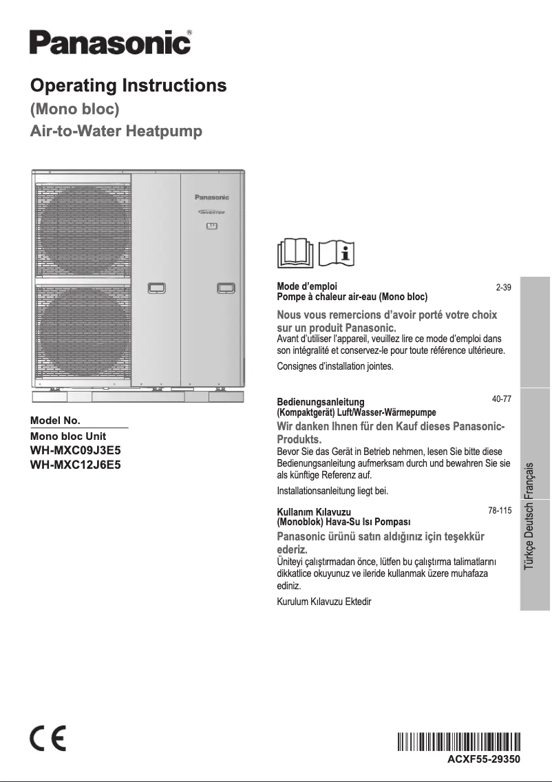 Page 1 de la notice Manuel utilisateur Panasonic WH-MXC12J6E5