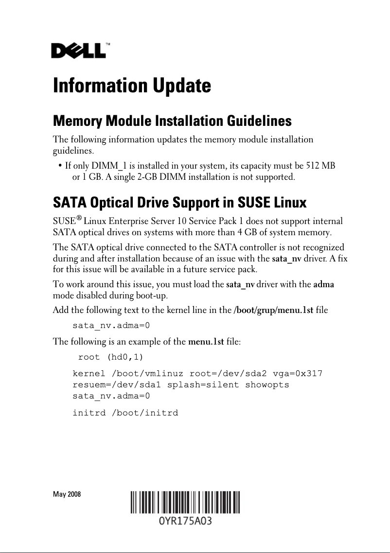 Page 1 de la notice Manuel utilisateur Dell PowerEdge T105