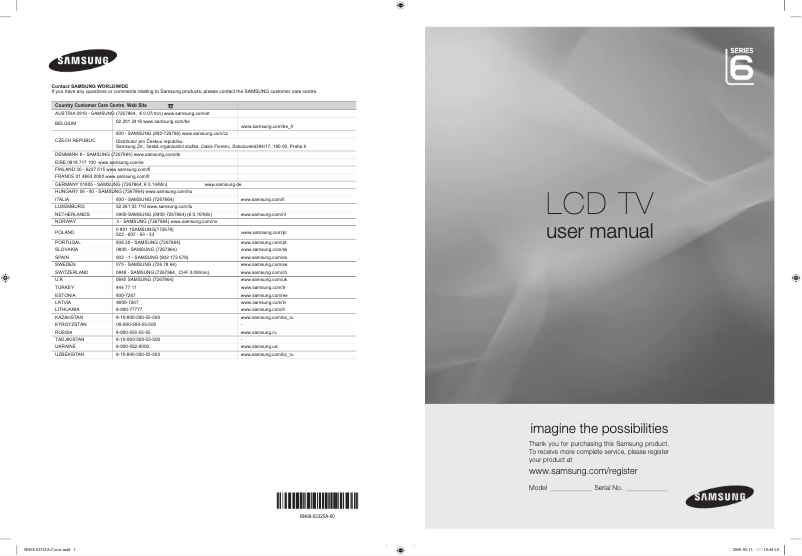 Page 1 de la notice Manuel utilisateur Samsung LE-37B653