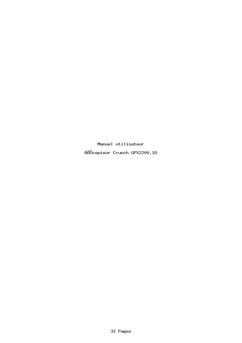Page 1 de la notice Manuel utilisateur Crunch GPX2200.1D