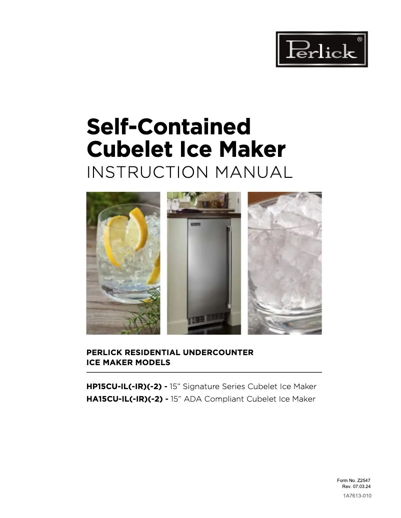 Page 1 de la notice Fiche technique Perlick HP24RO-4-5