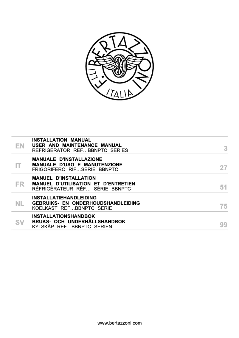 Page 1 de la notice Manuel utilisateur Bertazzoni REF603BBNPTC-S