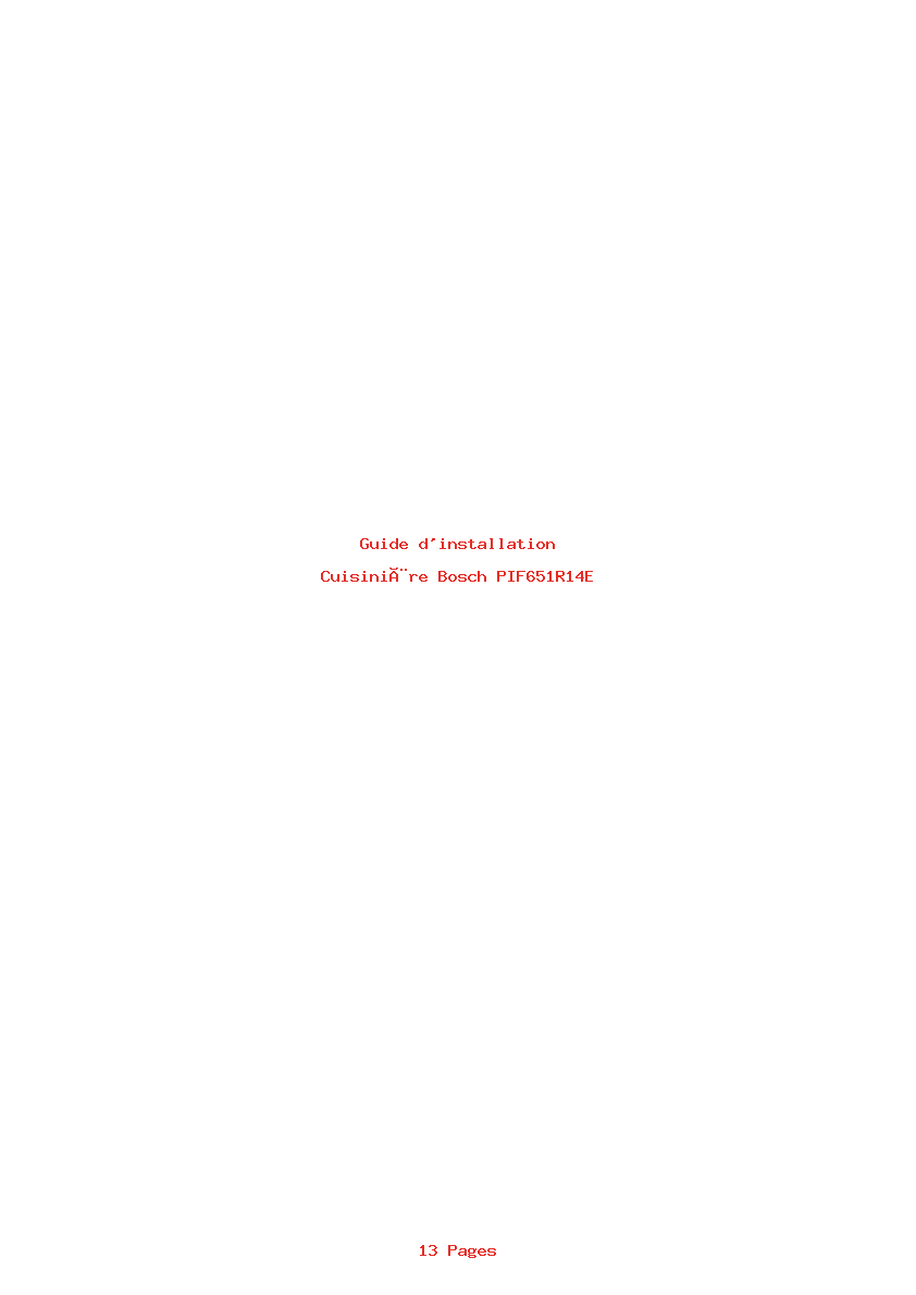 Page 1 de la notice Guide d'installation Bosch PIF651R14E
