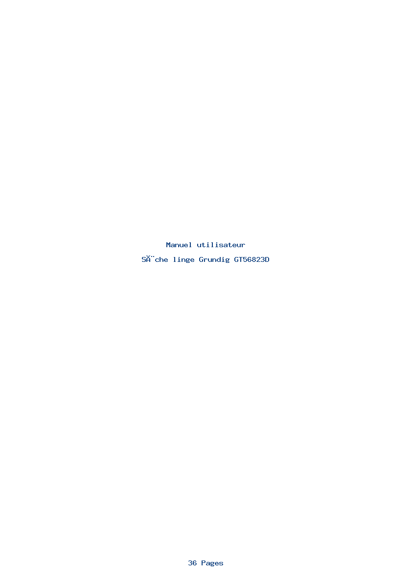 Page 1 de la notice Manuel utilisateur Grundig GT56823D