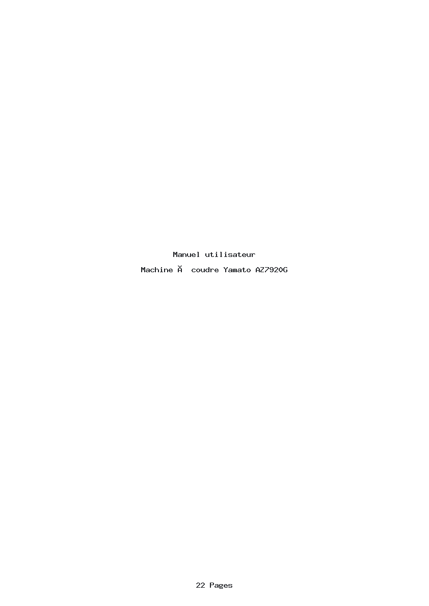 Page 1 de la notice Manuel utilisateur Yamato AZ7920G