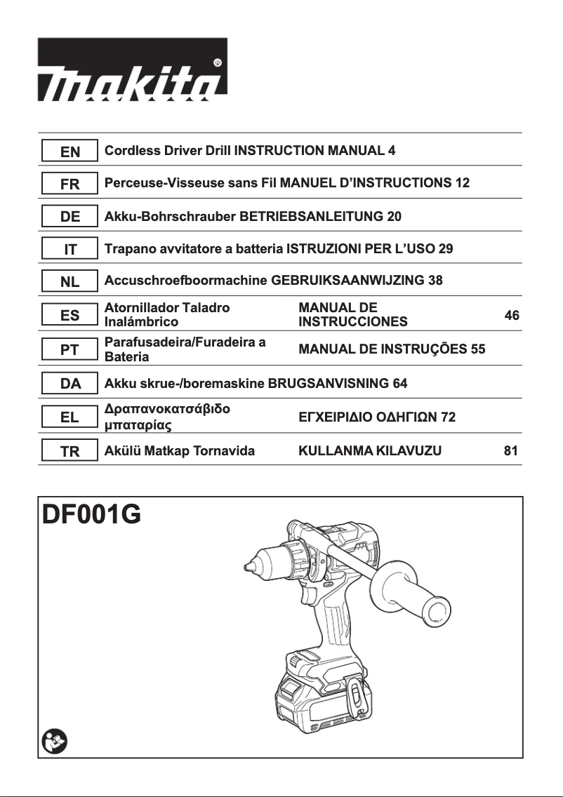 Page 1 de la notice Manuel utilisateur Makita DF001GD201