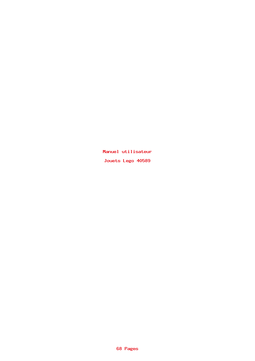 Page 1 de la notice Manuel utilisateur Lego 40589