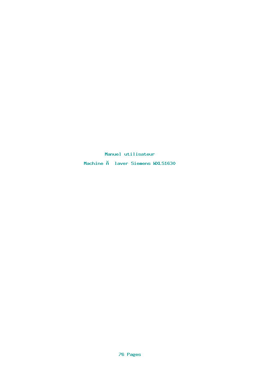 Page 1 de la notice Manuel utilisateur Siemens WXLS1630
