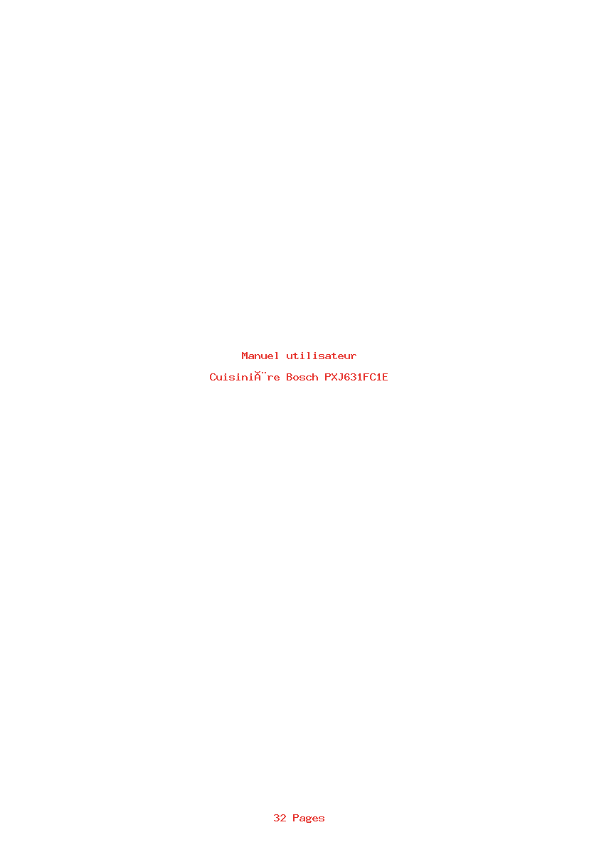 Page 1 de la notice Manuel utilisateur Bosch PXJ631FC1E