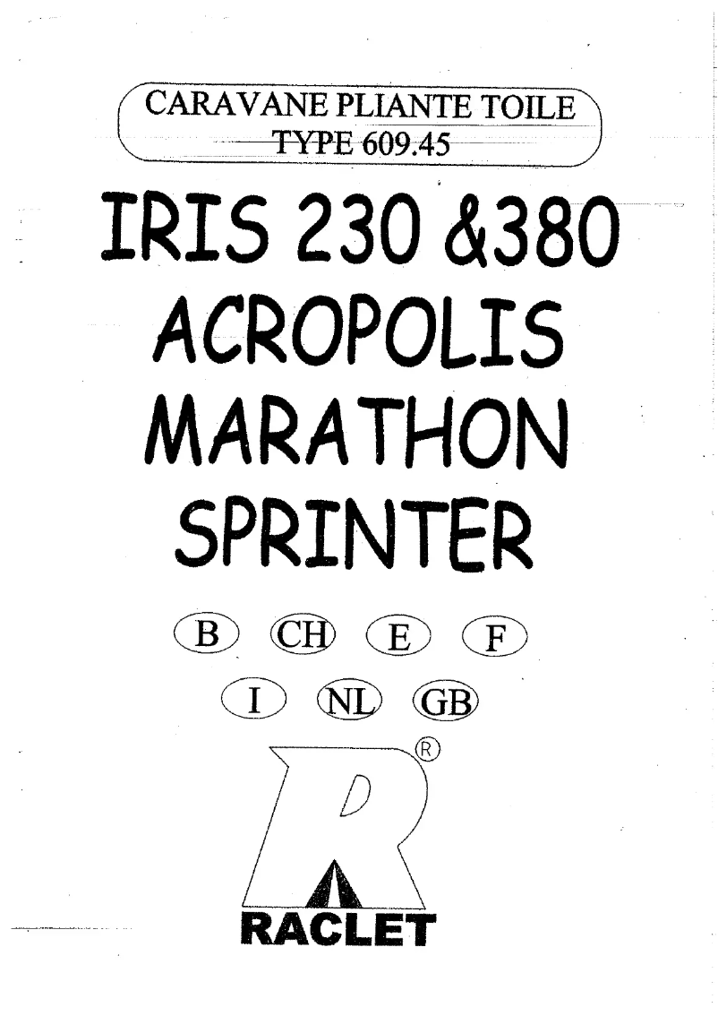 Page 1 of the manual User Manual Raclet Iris 230