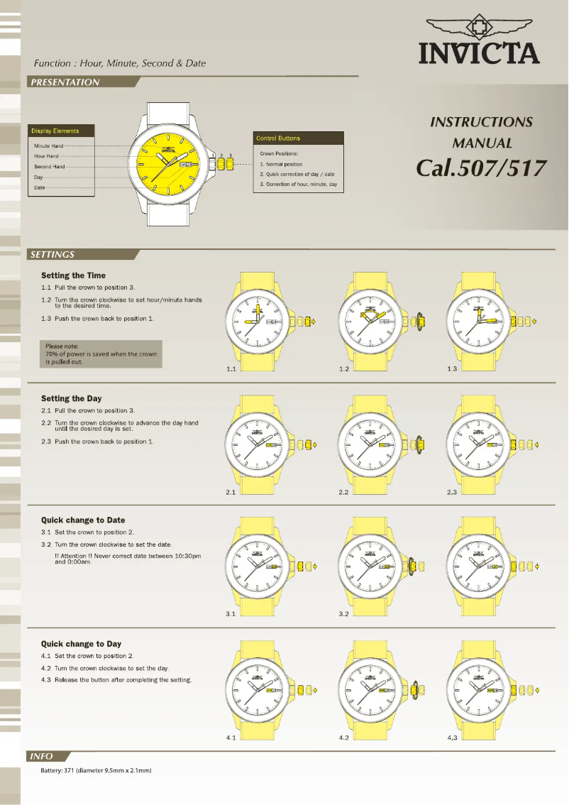Page 1 de la notice Manuel utilisateur Invicta Pro Diver 28649