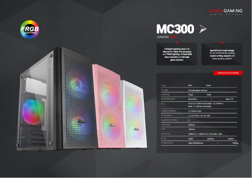 Page 1 de la notice Fiche technique Mars Gaming MC300