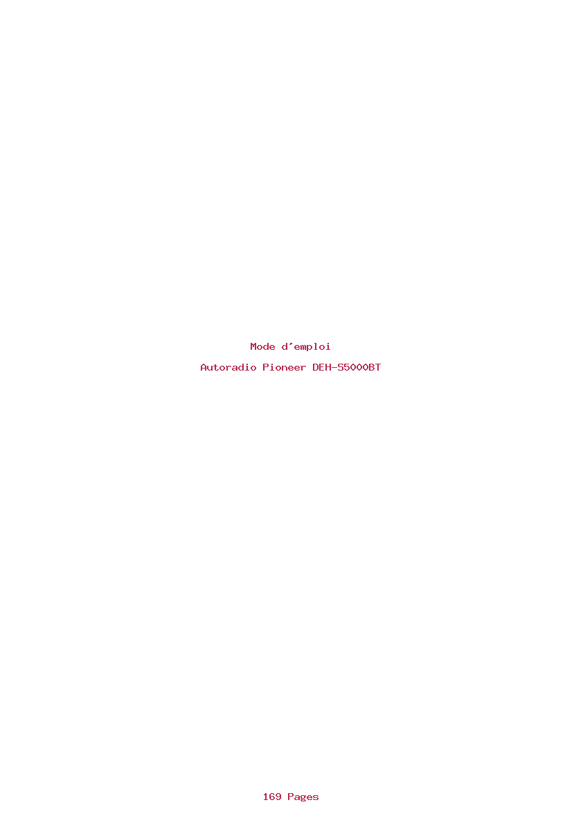 Page 1 de la notice Mode d'emploi Pioneer DEH-S5000BT