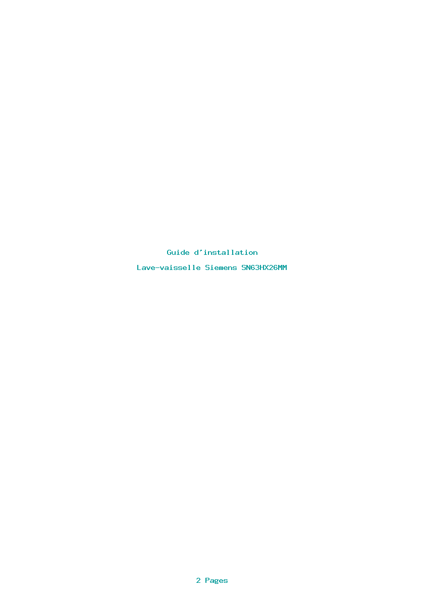 Page 1 de la notice Guide d'installation Siemens SN63HX26MM