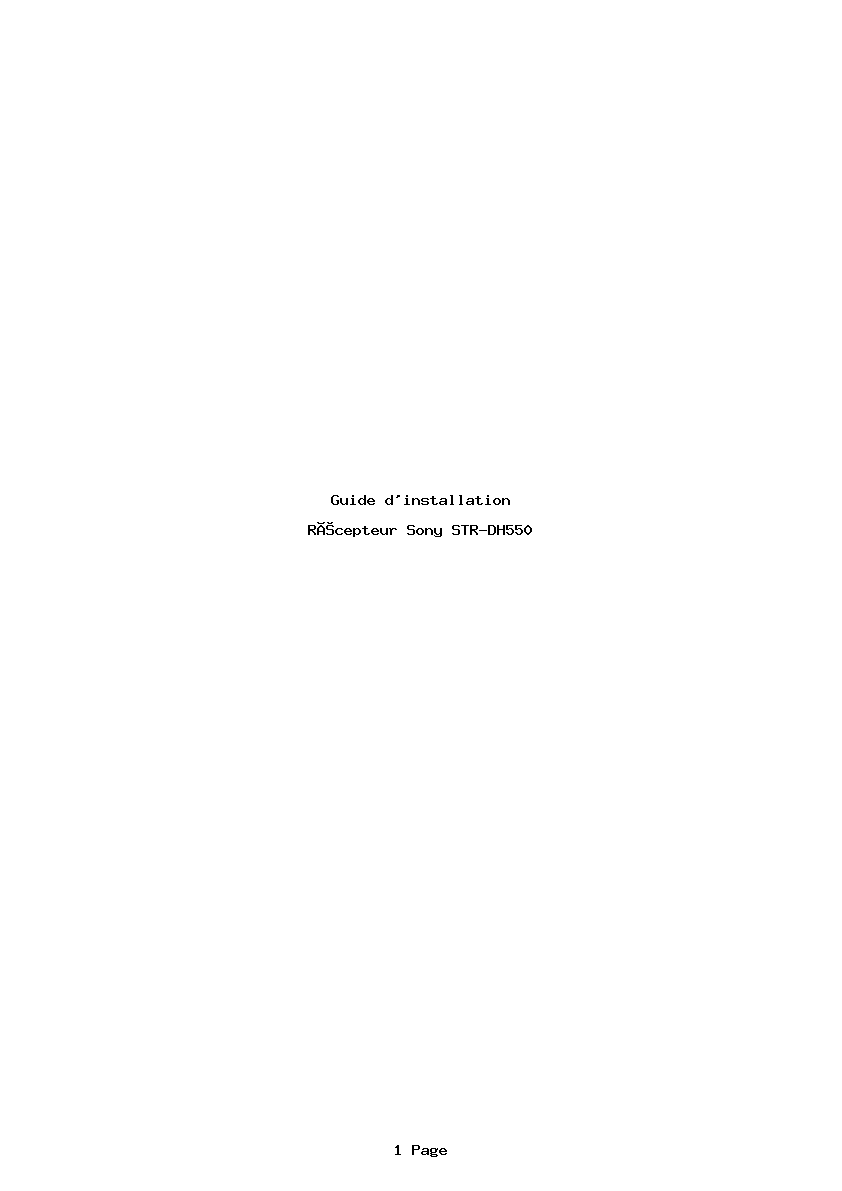Page 1 de la notice Guide d'installation Sony STR-DH550