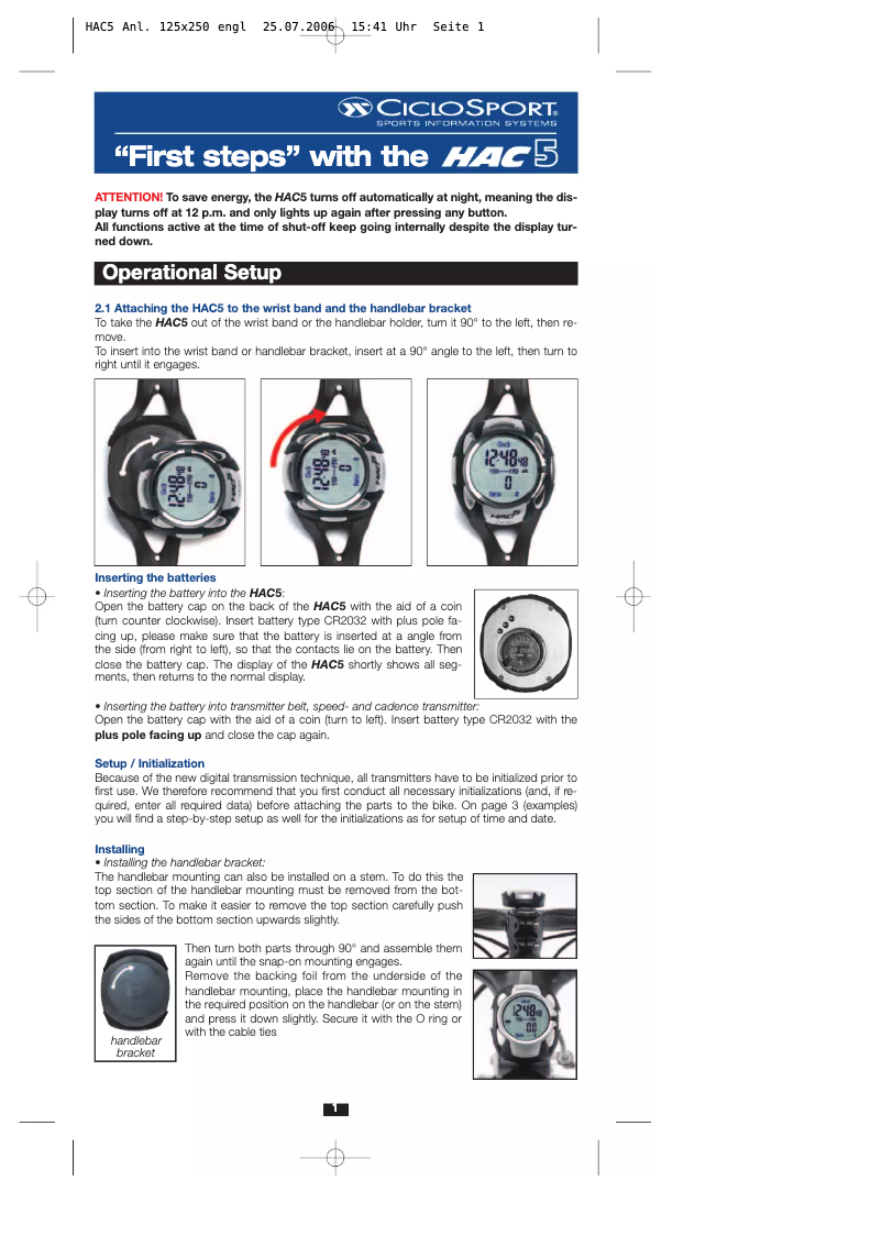 Page 1 de la notice Manuel utilisateur Ciclo HAC 5