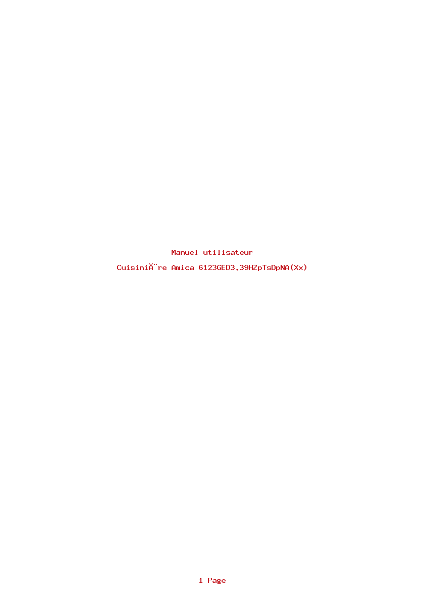 Page 1 de la notice Manuel utilisateur Amica 6123GED3.39HZpTsDpNA(Xx)
