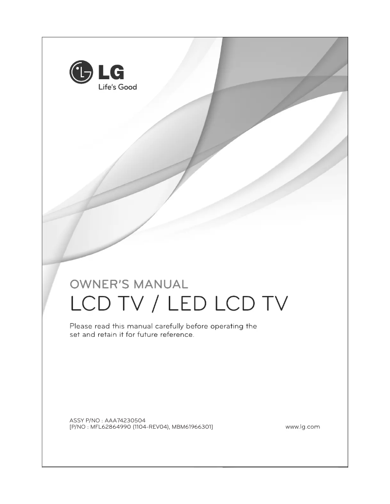 Page 1 of the manual User Manual LG 26LV3000
