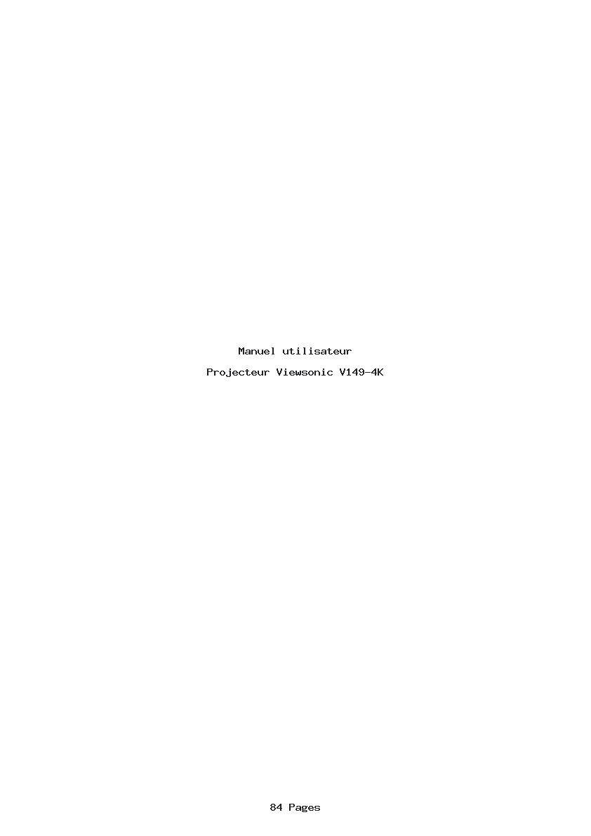 Page 1 de la notice Manuel utilisateur Viewsonic V149-4K