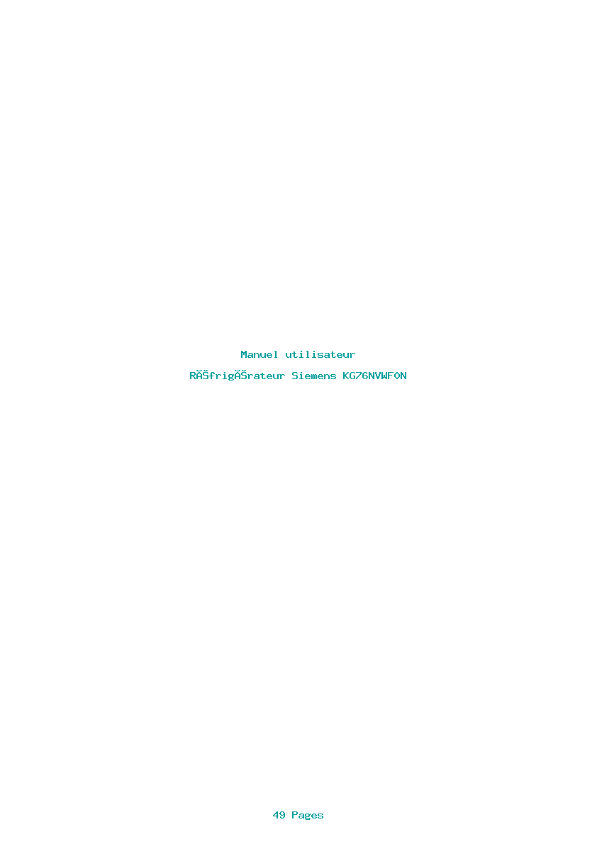 Page 1 de la notice Manuel utilisateur Siemens KG76NVWF0N