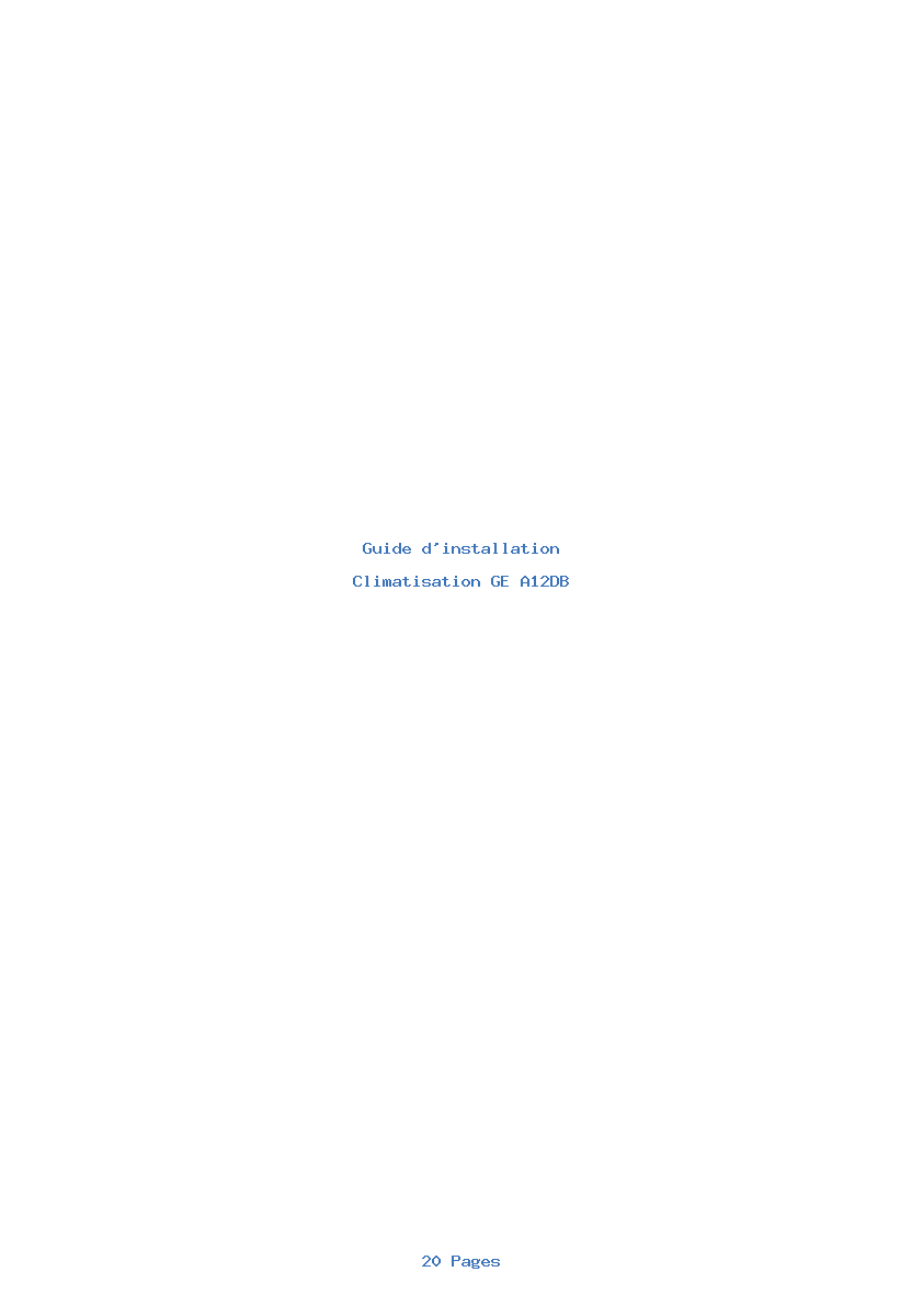 Page 1 de la notice Guide d'installation GE A12DB
