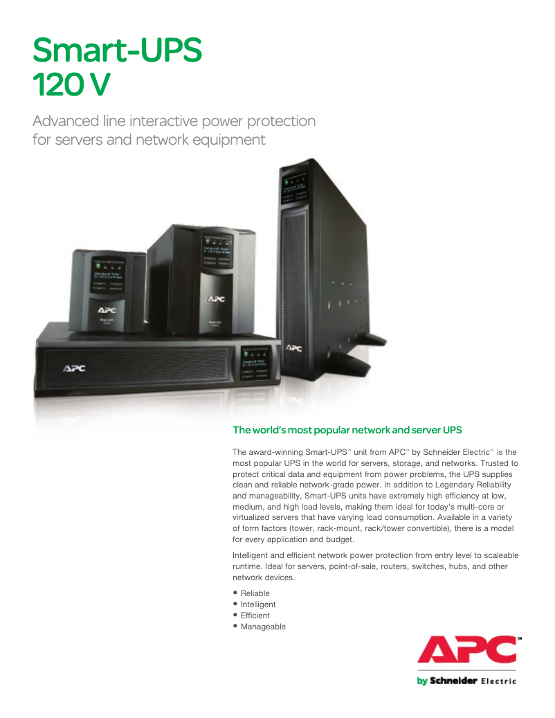 Página 1 del manual Ficha técnica APC Smart-UPS SMX3000LVNC