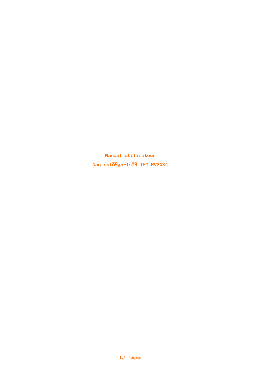 Page 1 de la notice Manuel utilisateur IFM RV6034