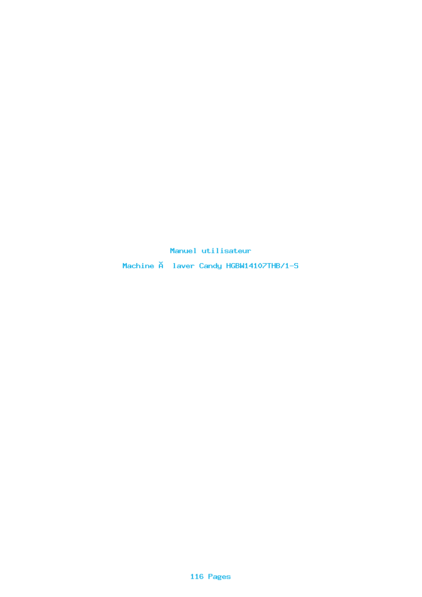 Page 1 de la notice Manuel utilisateur Candy HGBW14107THB/1-S