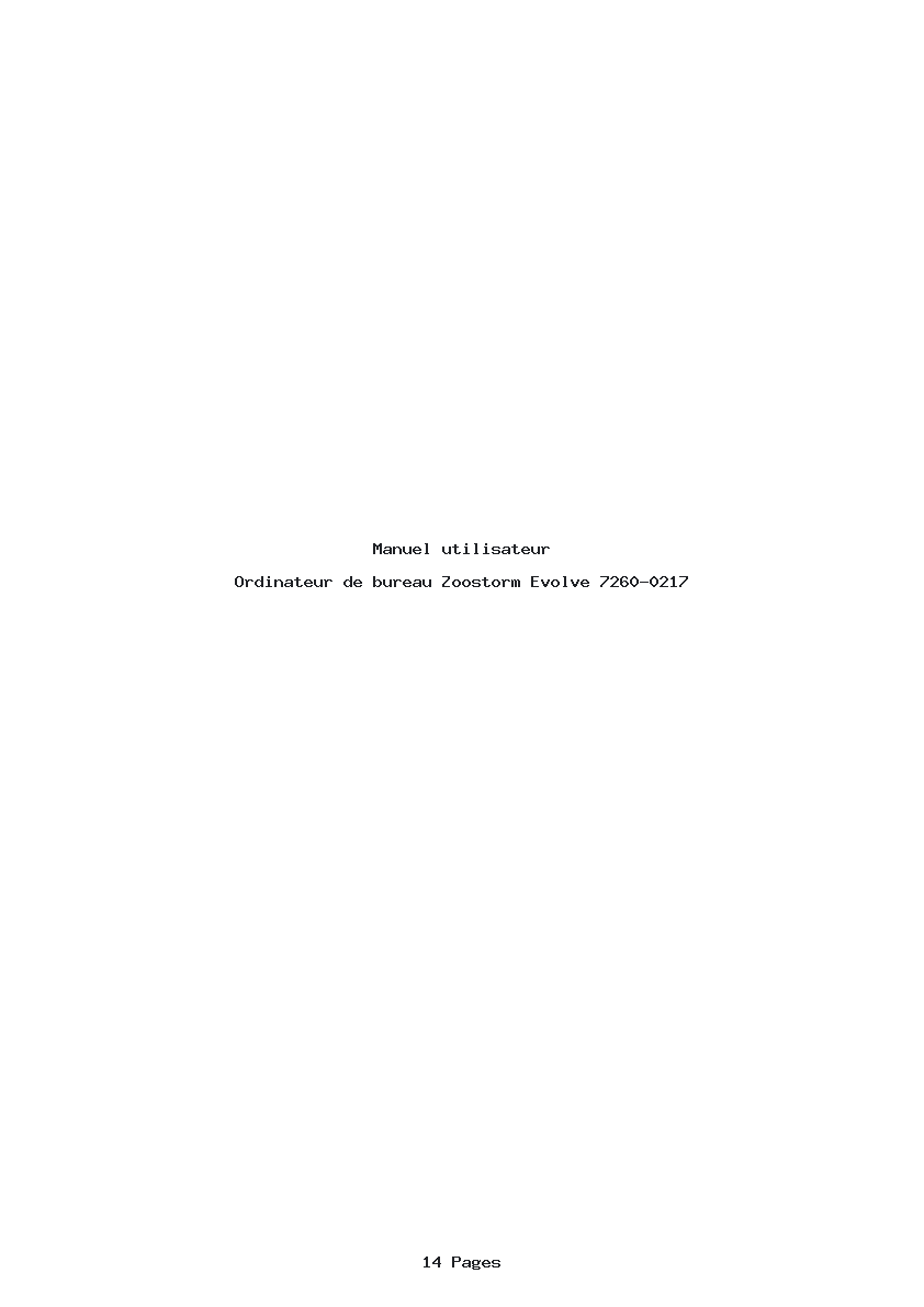 Page 1 de la notice Manuel utilisateur Zoostorm Evolve 7260-0217