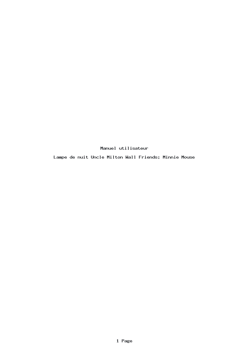 Page 1 de la notice Manuel utilisateur Uncle Milton Wall Friends: Minnie Mouse