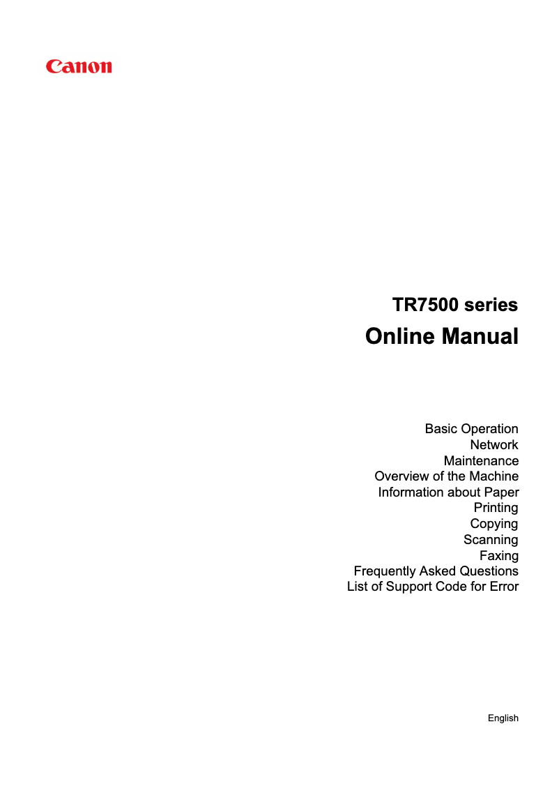 Page 1 de la notice Manuel utilisateur Canon Pixma TR7520