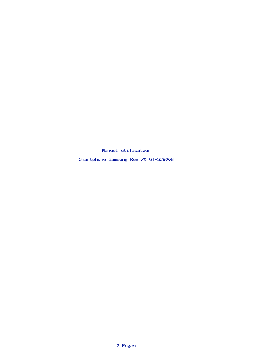 Page 1 de la notice Manuel utilisateur Samsung Rex 70 GT-S3800W