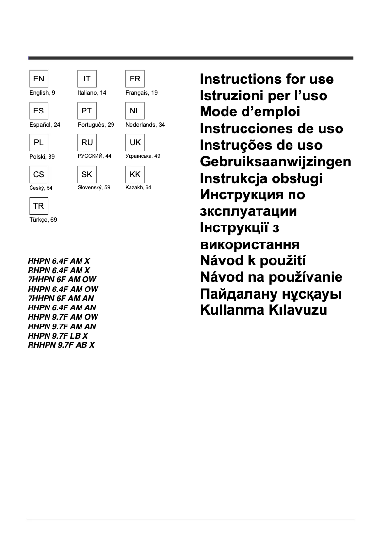 Page 1 of the manual User Manual Hotpoint HHPN 6.4F AM OW