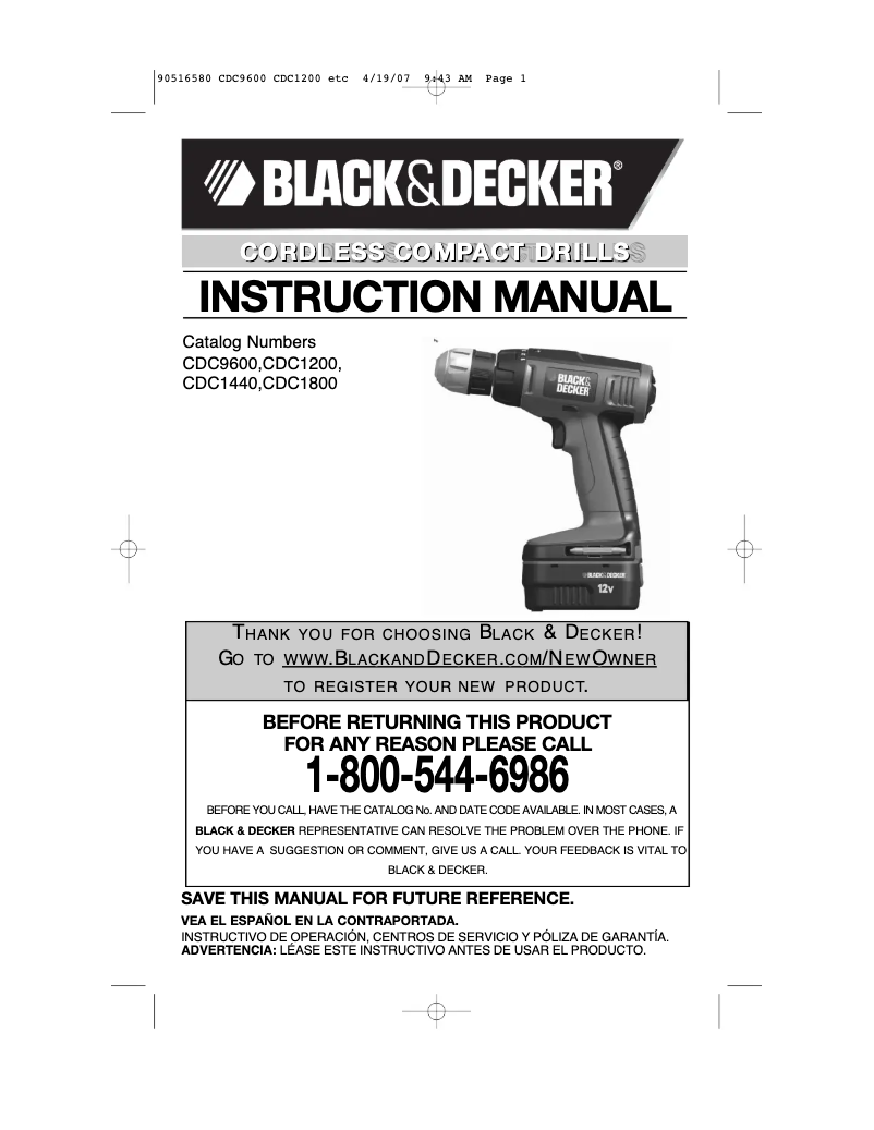 Página 1 del manual Manual de usuario Black & Decker CDC120