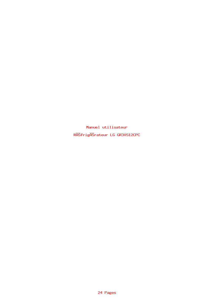 Page 1 de la notice Manuel utilisateur LG GR30S12CPC