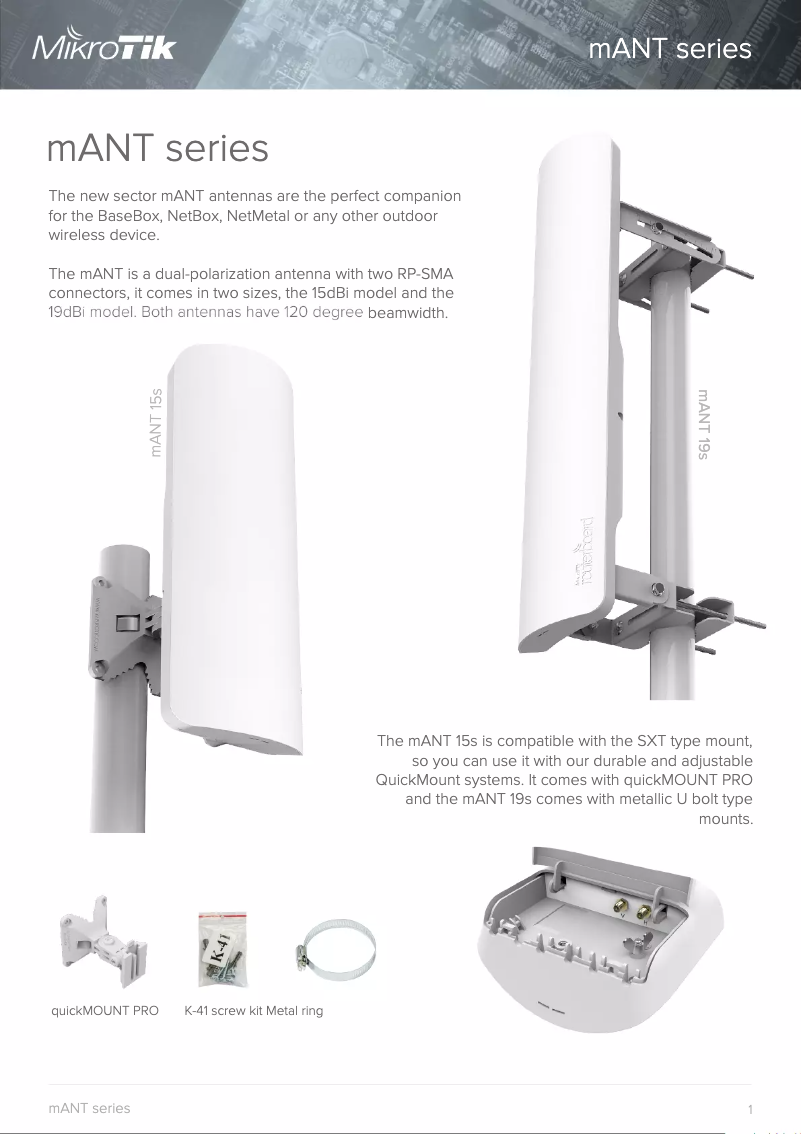 Page 1 de la notice Brochure Mikrotik mANT 19s