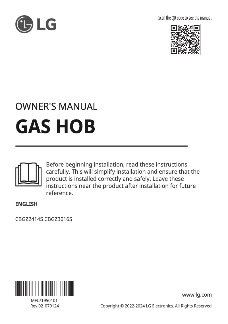 Page 1 de la notice Manuel utilisateur LG CBGZ3016S