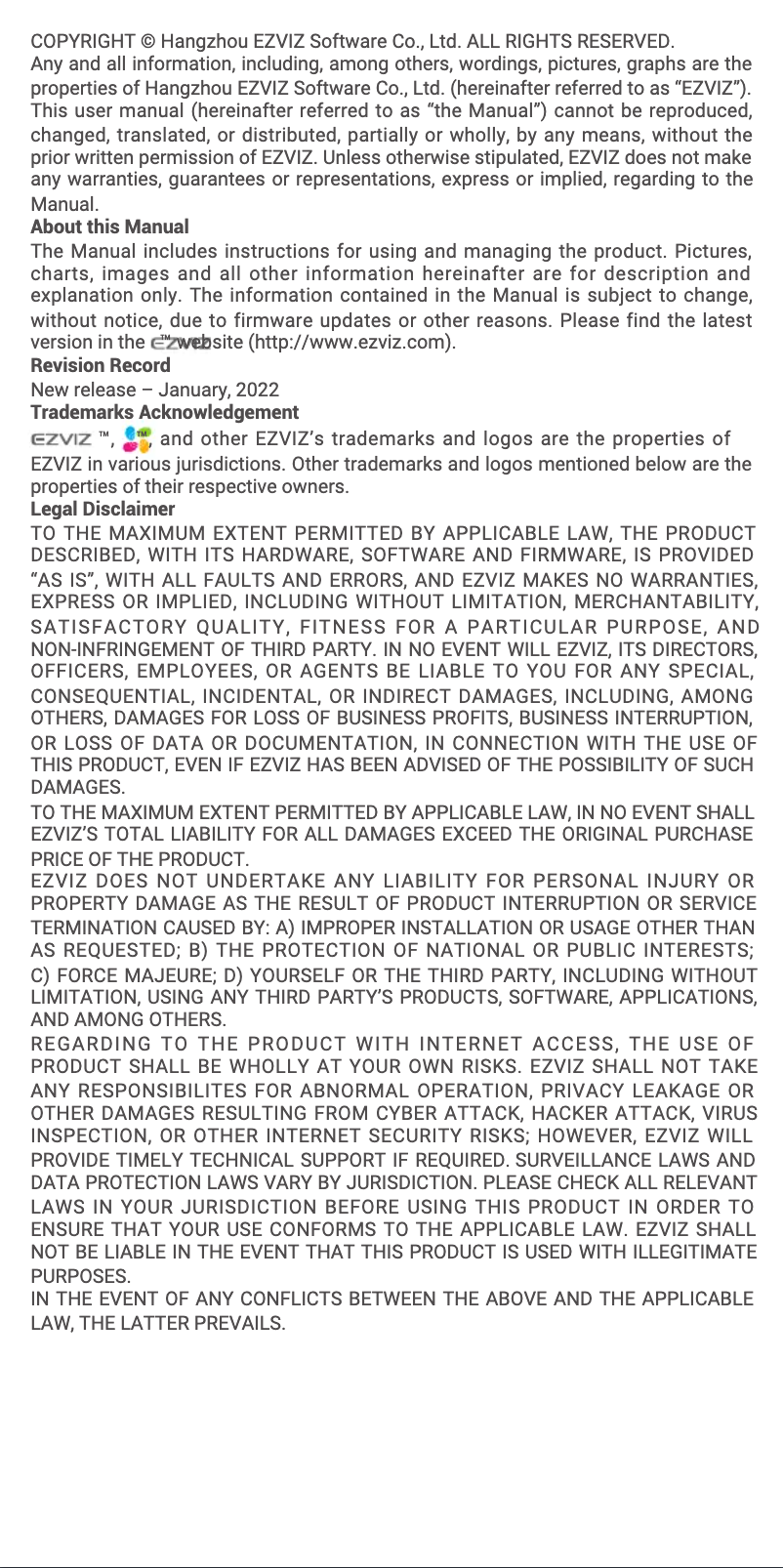 Page 1 de la notice Manuel utilisateur EZVIZ T51C