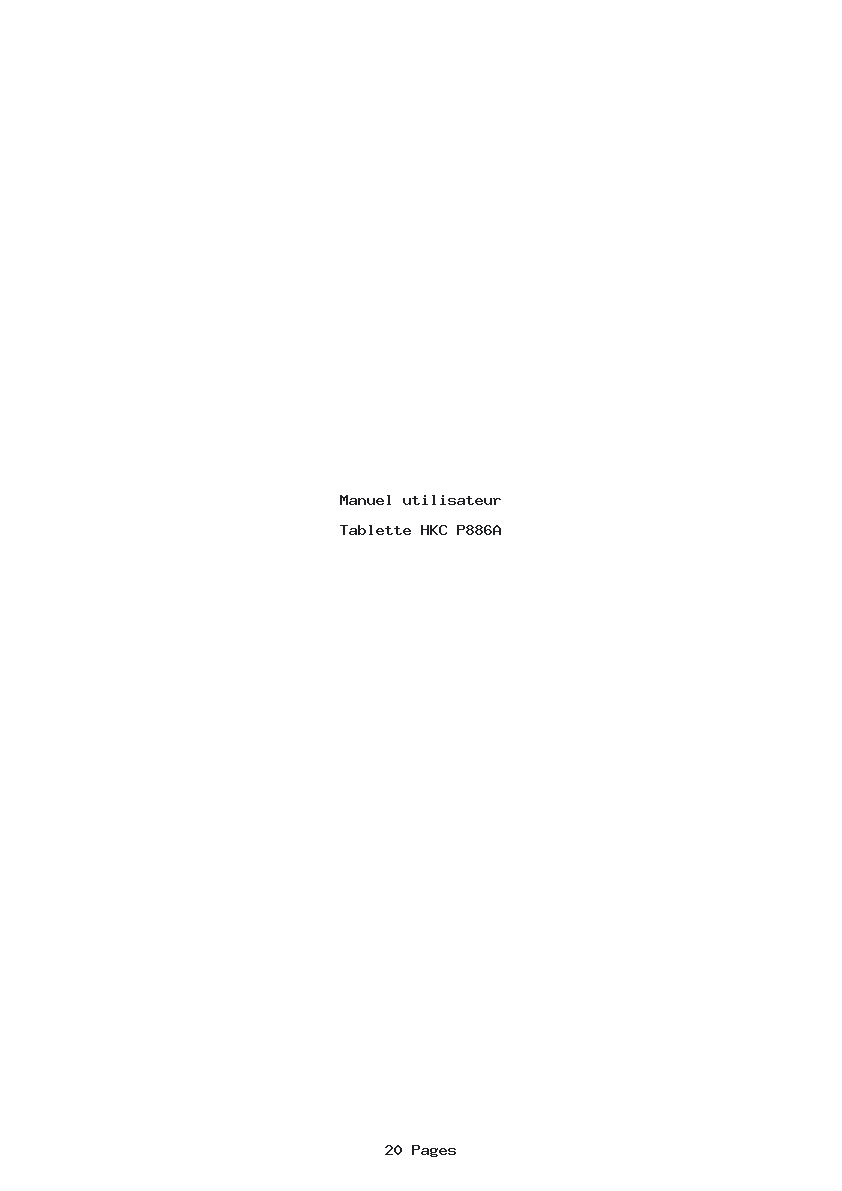 Page 1 de la notice Manuel utilisateur HKC P886A