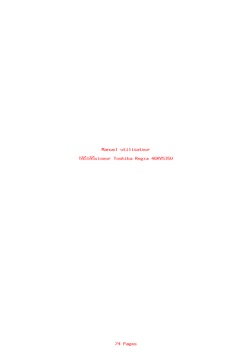 Page 1 de la notice Manuel utilisateur Toshiba Regza 46RV535U