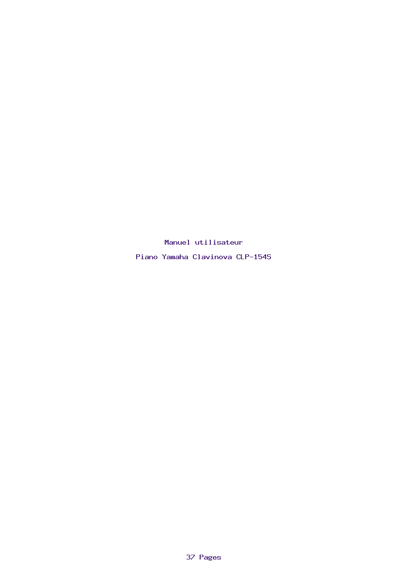 Page 1 de la notice Manuel utilisateur Yamaha Clavinova CLP-154S