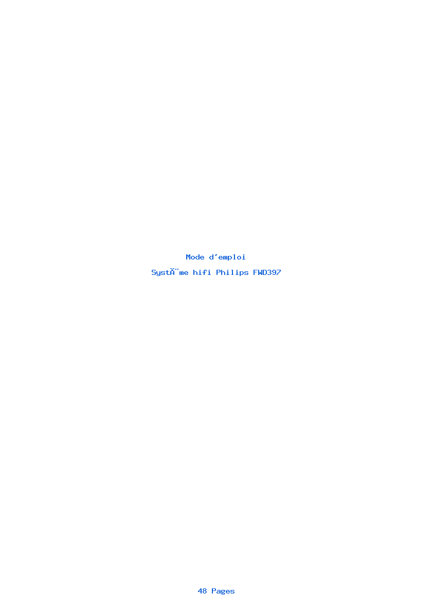 Page 1 de la notice Mode d'emploi Philips FWD397