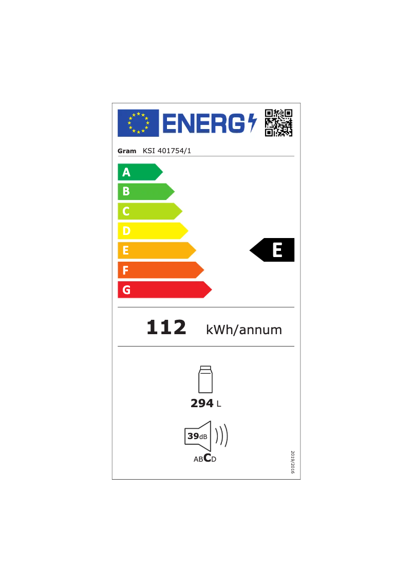 Página 1 del manual Etiqueta energética Gram KSI 401754/1