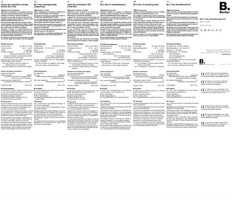 Page 1 de la notice Manuel utilisateur Berker 2905