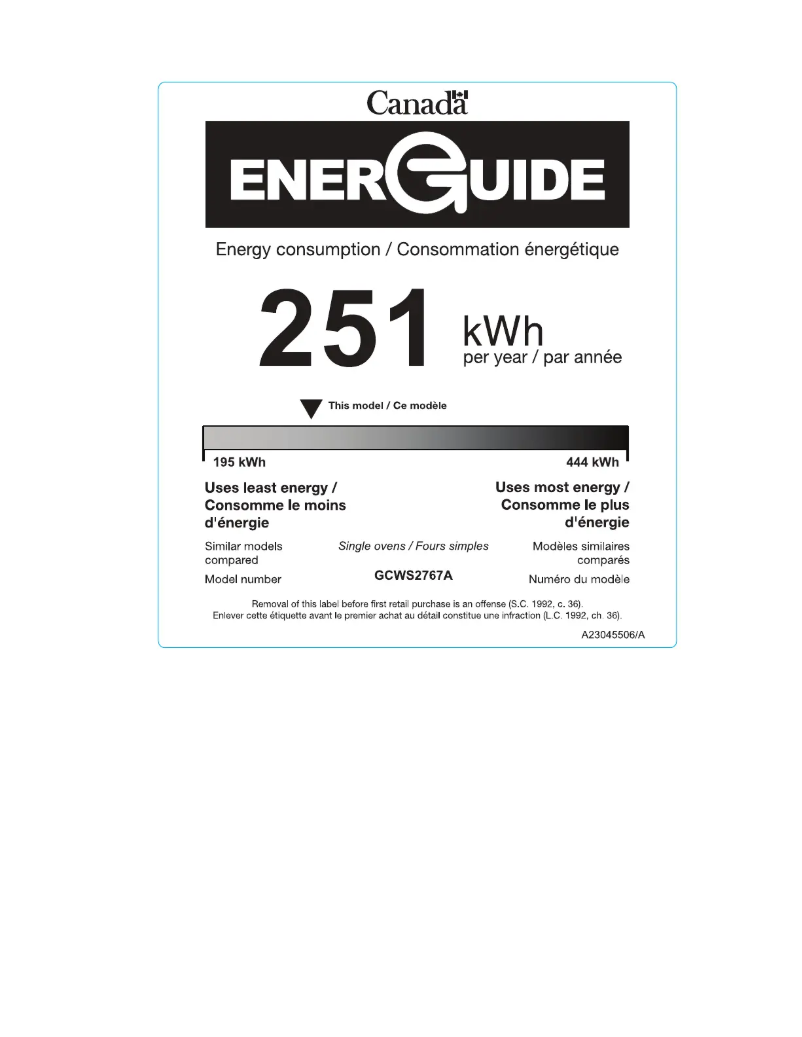 Página 1 del manual Etiqueta energética Frigidaire GCWS2767AF