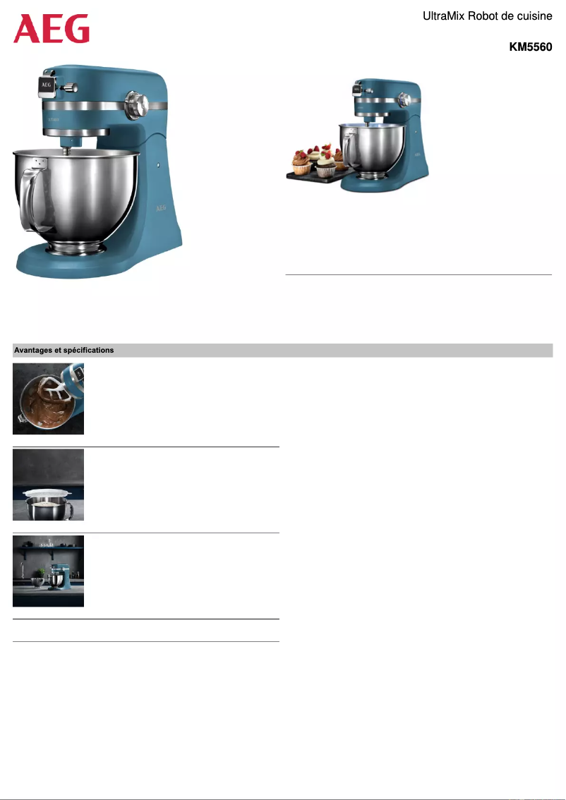 Page 1 de la notice Fiche technique AEG UltraMix KM5560