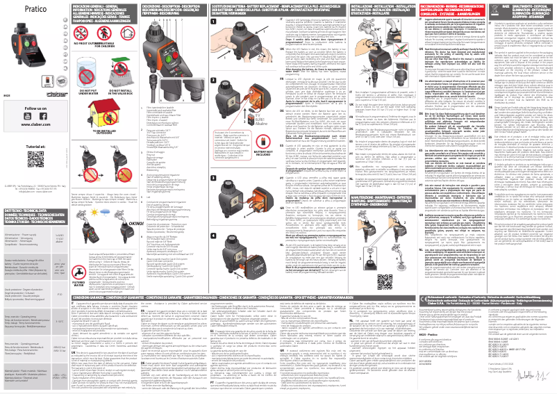 Page 1 de la notice Manuel utilisateur Claber Aquauno Pratico 8425
