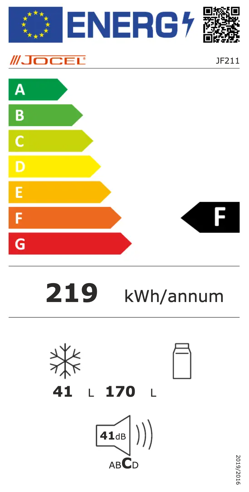 Page 1 de la notice Label énergétique Jocel JF211
